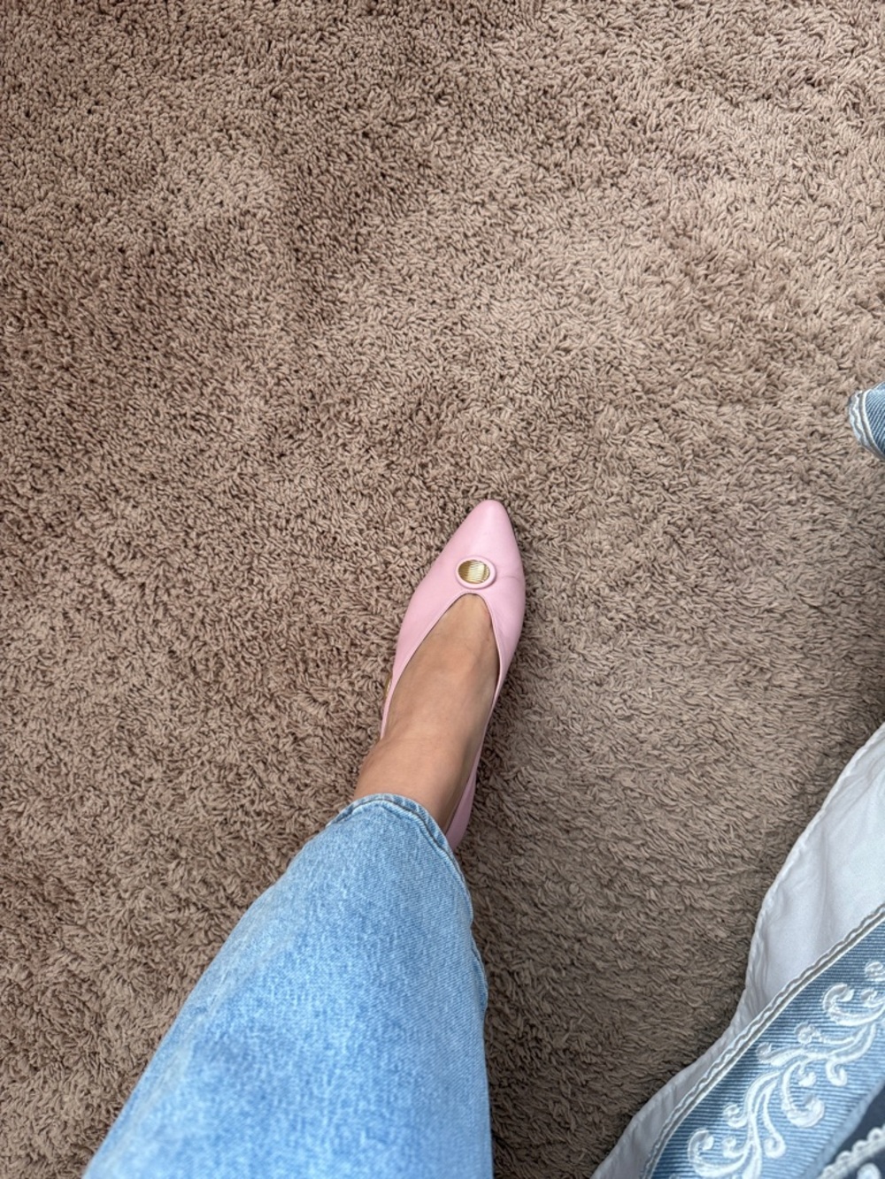 Sesto Meucci Pink Leather Gold Button Vintage Italian Designer Kitten Heel 7.5 - Picture 2 of 7